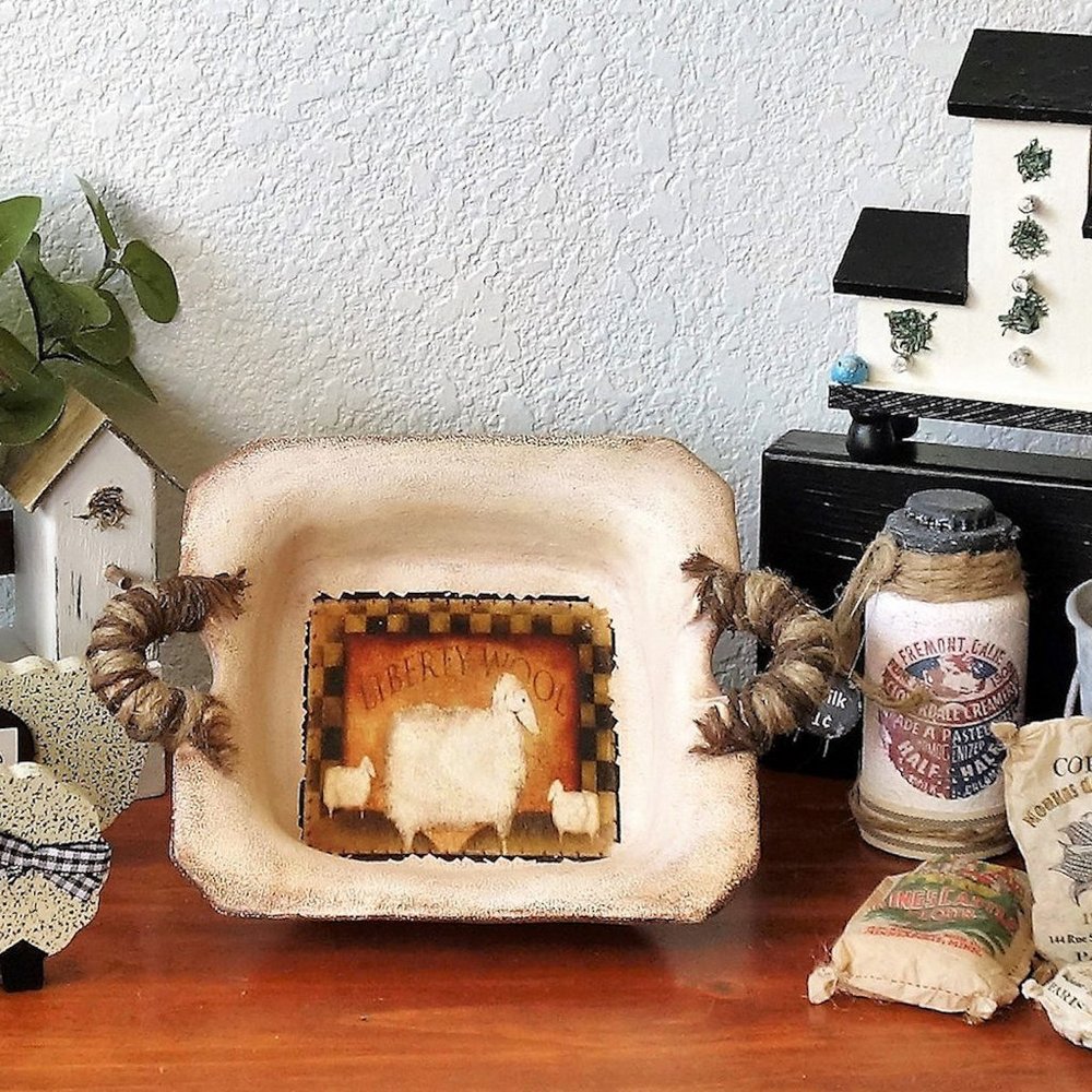 Primitive Sheep Bowl Rustic Farmhouse Decor